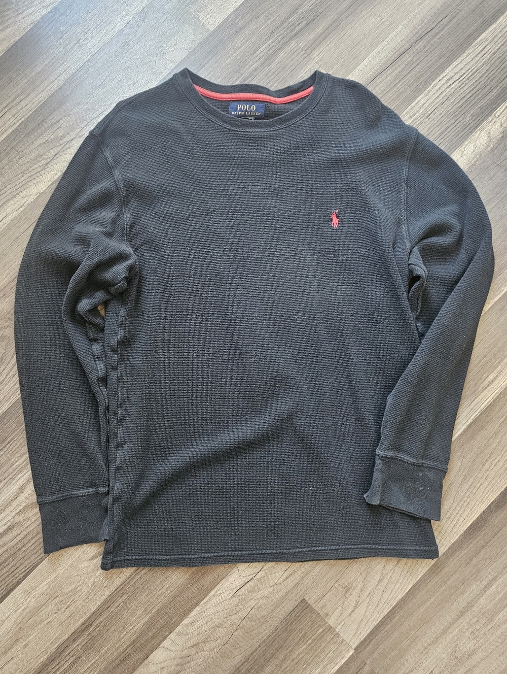 Polo by Ralph Lauren Black Long-Sleeve Thermal with Red Pony Accent